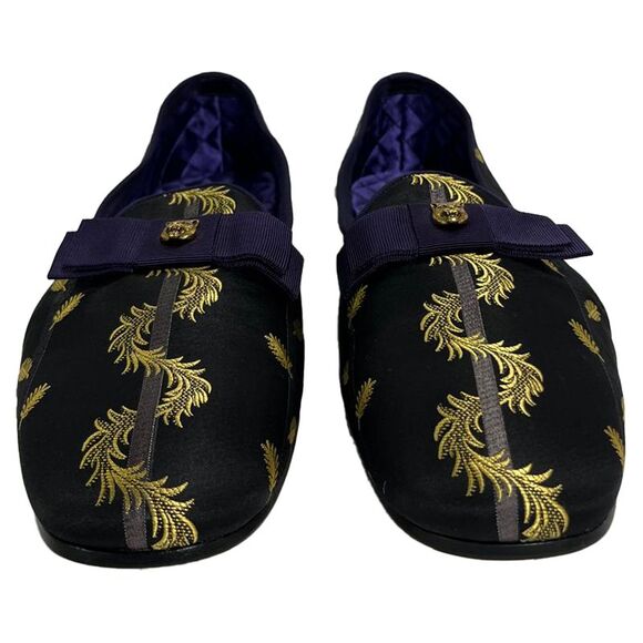 Gucci Slip-On Jacquard Dress Loafers in Black Satin